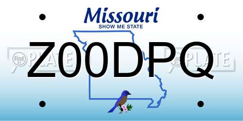Z00DPQ Missouri License Plate