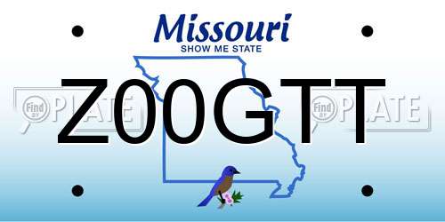 Z00GTT Missouri License Plate