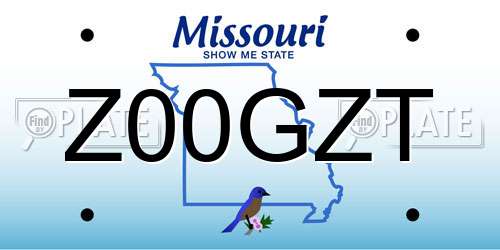 Z00GZT Missouri License Plate