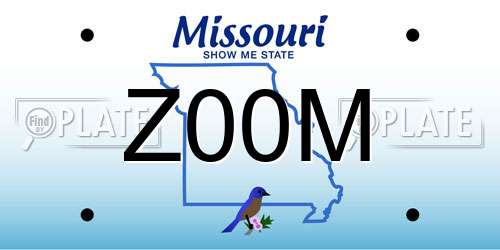 Z00M Missouri License Plate