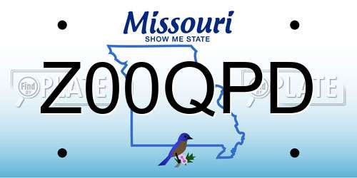 Z00QPD Missouri License Plate