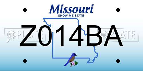 Z014BA Missouri License Plate