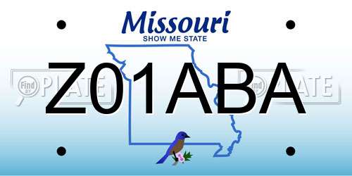 Z01ABA Missouri License Plate