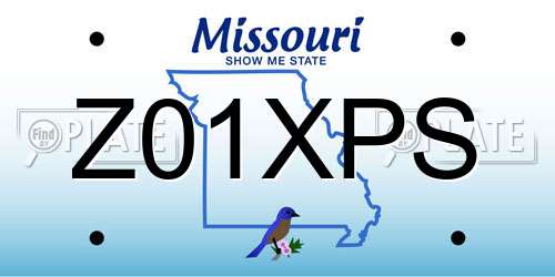 Z01XPS Missouri License Plate