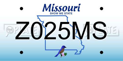 Z025MS Missouri License Plate