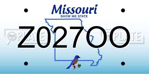 Z027OO Missouri License Plate