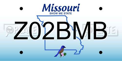 Z02BMB Missouri License Plate