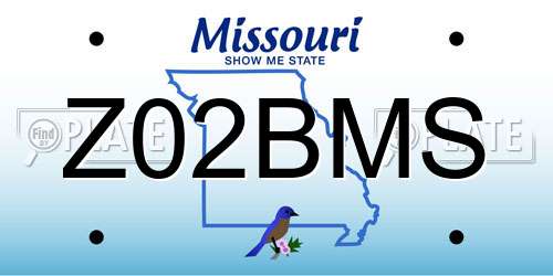 Z02BMS Missouri License Plate