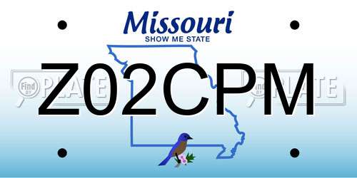 Z02CPM Missouri License Plate