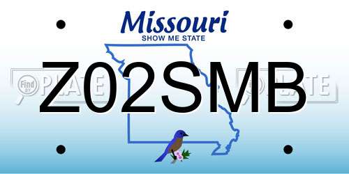 Z02SMB Missouri License Plate