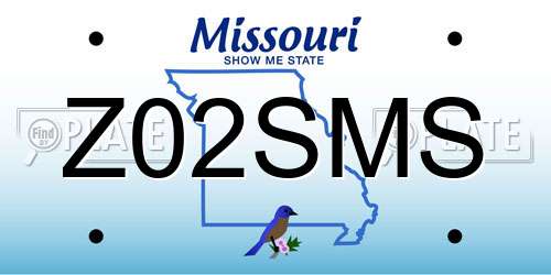 Z02SMS Missouri License Plate