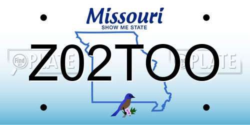 Z02TOO Missouri License Plate