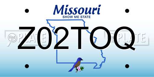 Z02TOQ Missouri License Plate