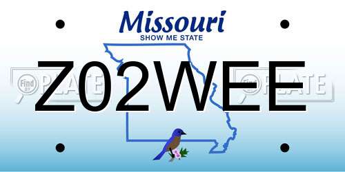 Z02WEE Missouri License Plate