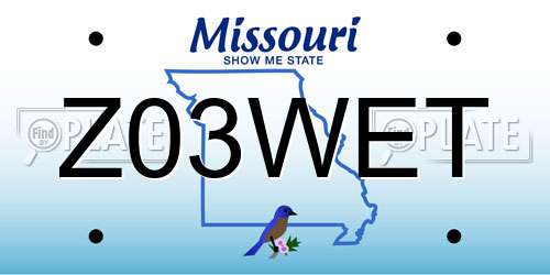 Z03WET Missouri License Plate