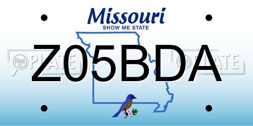 Z05BDA Missouri License Plate