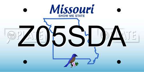 Z05SDA Missouri License Plate