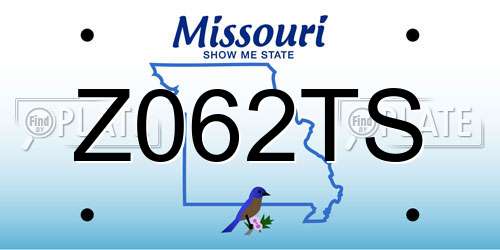 Z062TS Missouri License Plate