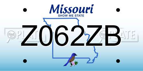Z062ZB Missouri License Plate