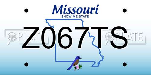 Z067TS Missouri License Plate