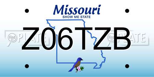 Z06TZB Missouri License Plate