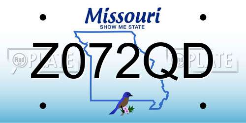 Z072QD Missouri License Plate