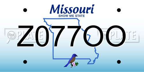 Z077OO Missouri License Plate