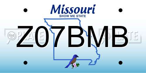 Z07BMB Missouri License Plate