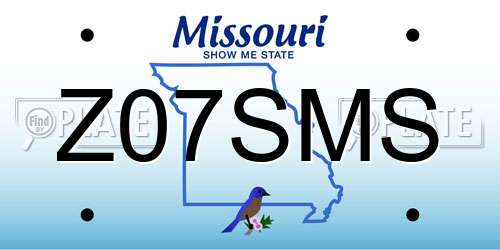 Z07SMS Missouri License Plate