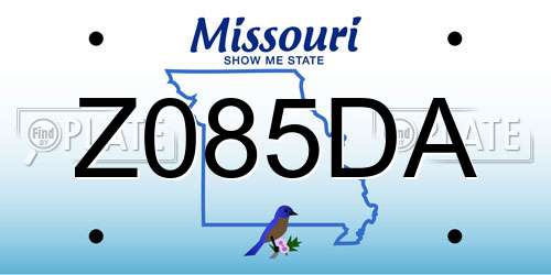 Z085DA Missouri License Plate