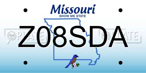 Z08SDA Missouri License Plate
