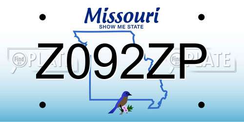 Z092ZP Missouri License Plate