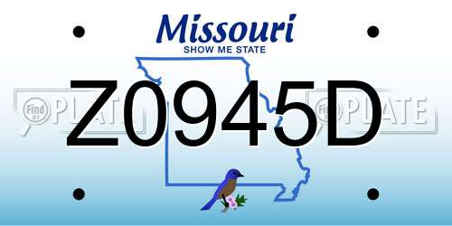 Z0945D Missouri License Plate