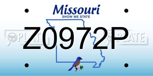 Z0972P Missouri License Plate