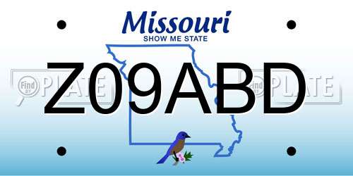 Z09ABD Missouri License Plate
