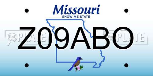 Z09ABO Missouri License Plate