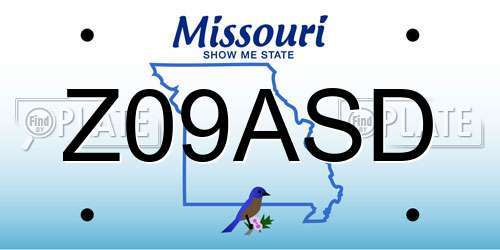 Z09ASD Missouri License Plate
