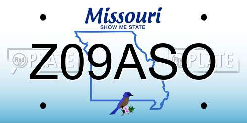 Z09ASO Missouri License Plate