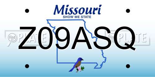 Z09ASQ Missouri License Plate