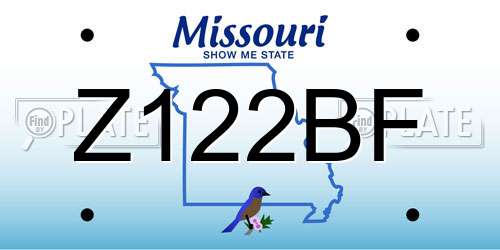 Z122BF Missouri License Plate