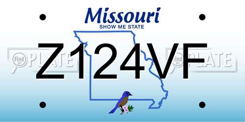 Z124VF Missouri License Plate