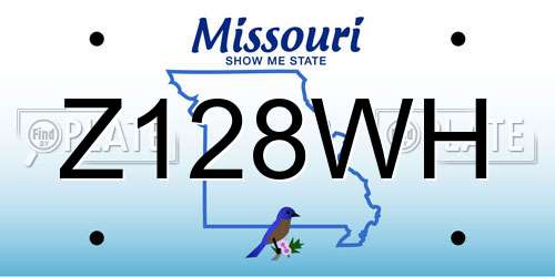 Z128WH Missouri License Plate