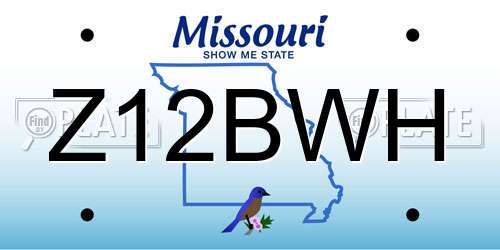 Z12BWH Missouri License Plate
