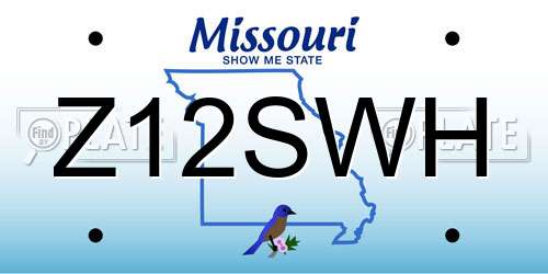 Z12SWH Missouri License Plate