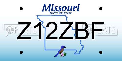 Z12ZBF Missouri License Plate
