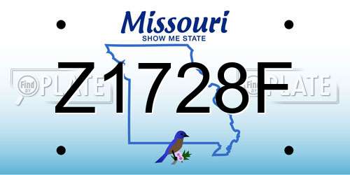 Z1728F Missouri License Plate