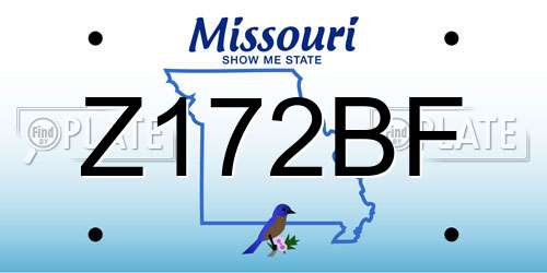 Z172BF Missouri License Plate