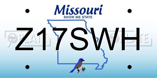 Z17SWH Missouri License Plate