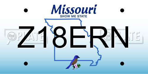 Z18ERN Missouri License Plate