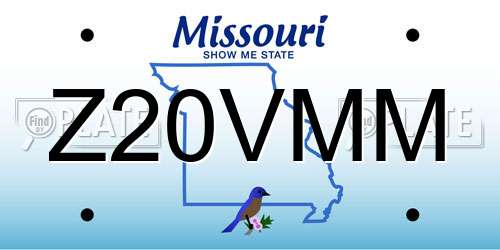 Z20VMM Missouri License Plate